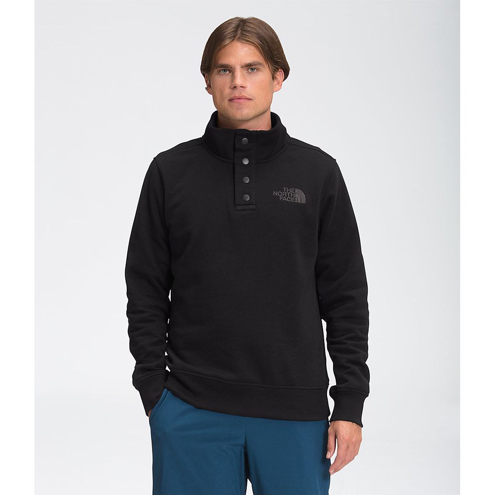 The North Face Fleece Pullover Mens Australia - The North Face Snap Black (ENS-720918)